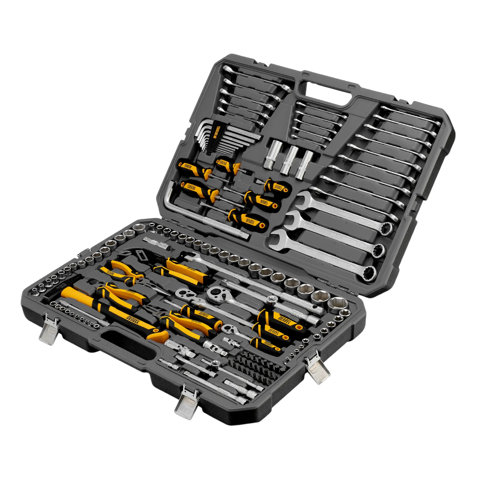 15805 Набор инструментов DENZEL 1/2", 1/4", 3/8", CrV, S2, пластиковый кейс, 144 предмета DENZEL