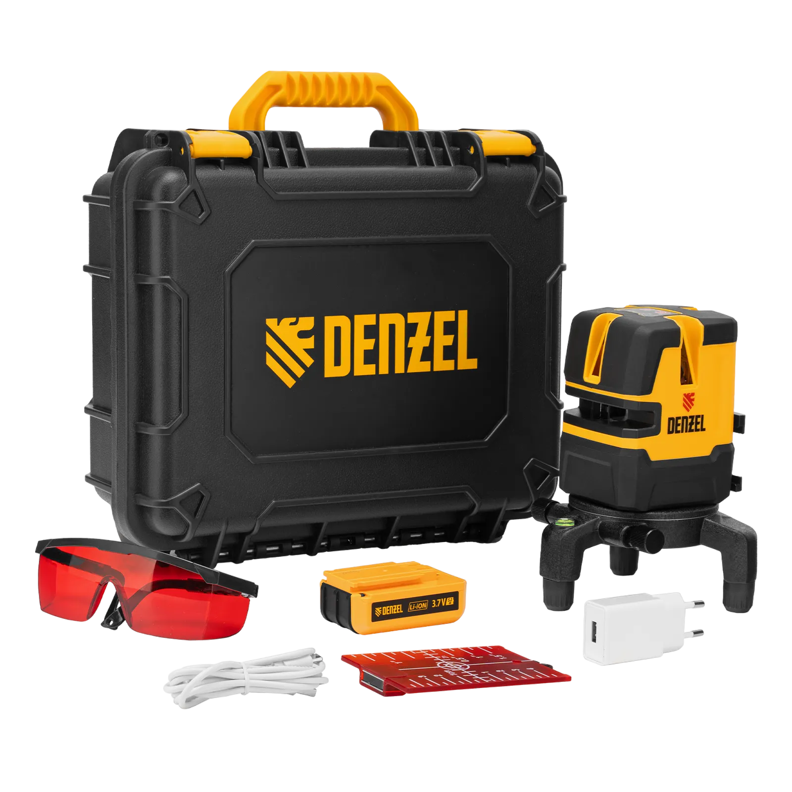 35071 Лазерный уровень DENZEL LX 05 Red, 20 м, 635 нм, аккумулятор Li 5200 mAh, резьба 5/8 DENZEL