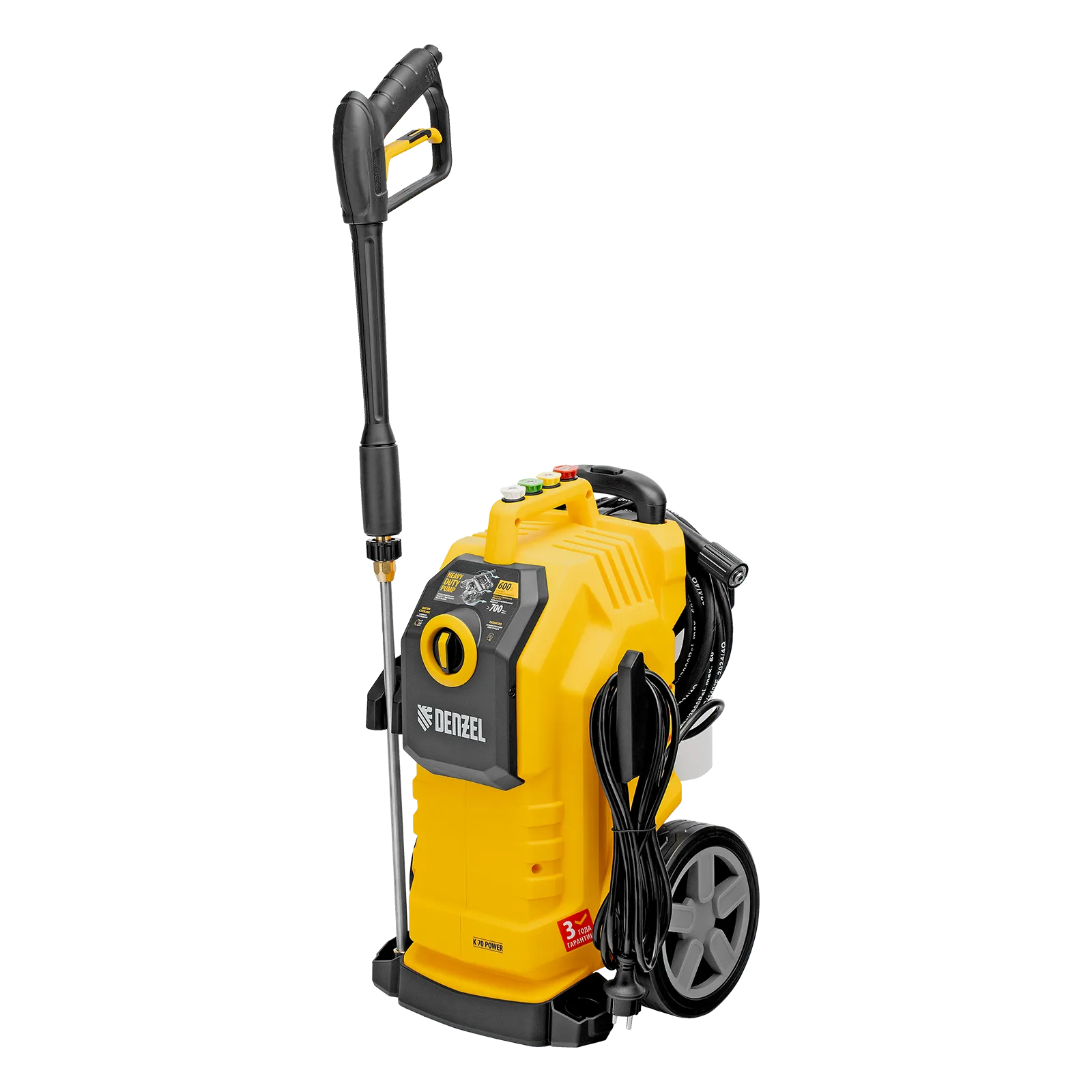 58272 Моечная машина высокого давления DENZEL K 70 Power, 2500 Вт, 180 бар, 600 л/ч, асинхронный двигатель DENZEL