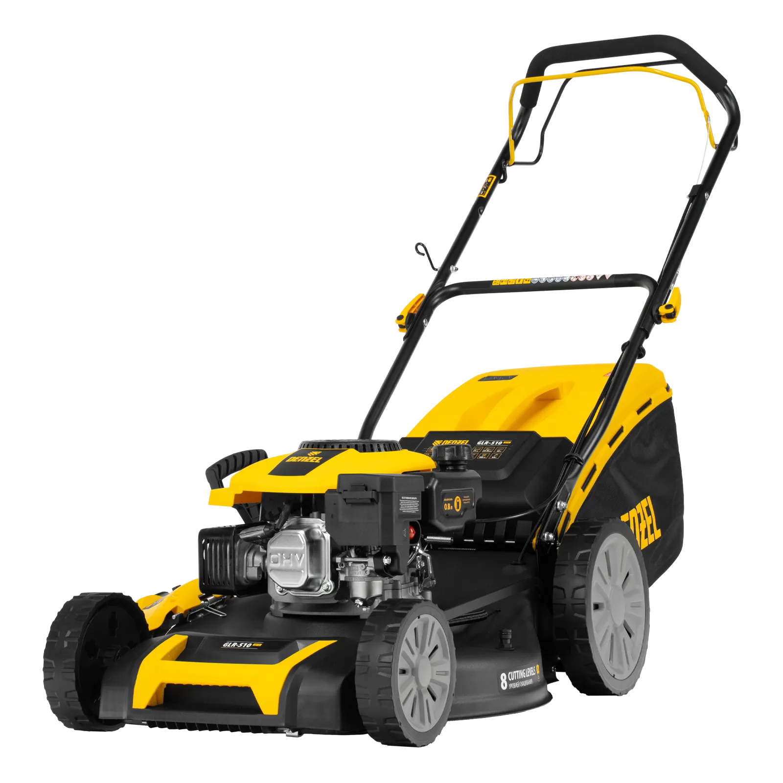 58804 Газонокосилка бензиновая DENZEL GLR-510SP-K, 180 см3, ширина 51 см, привод, травосборник 65 л DENZEL