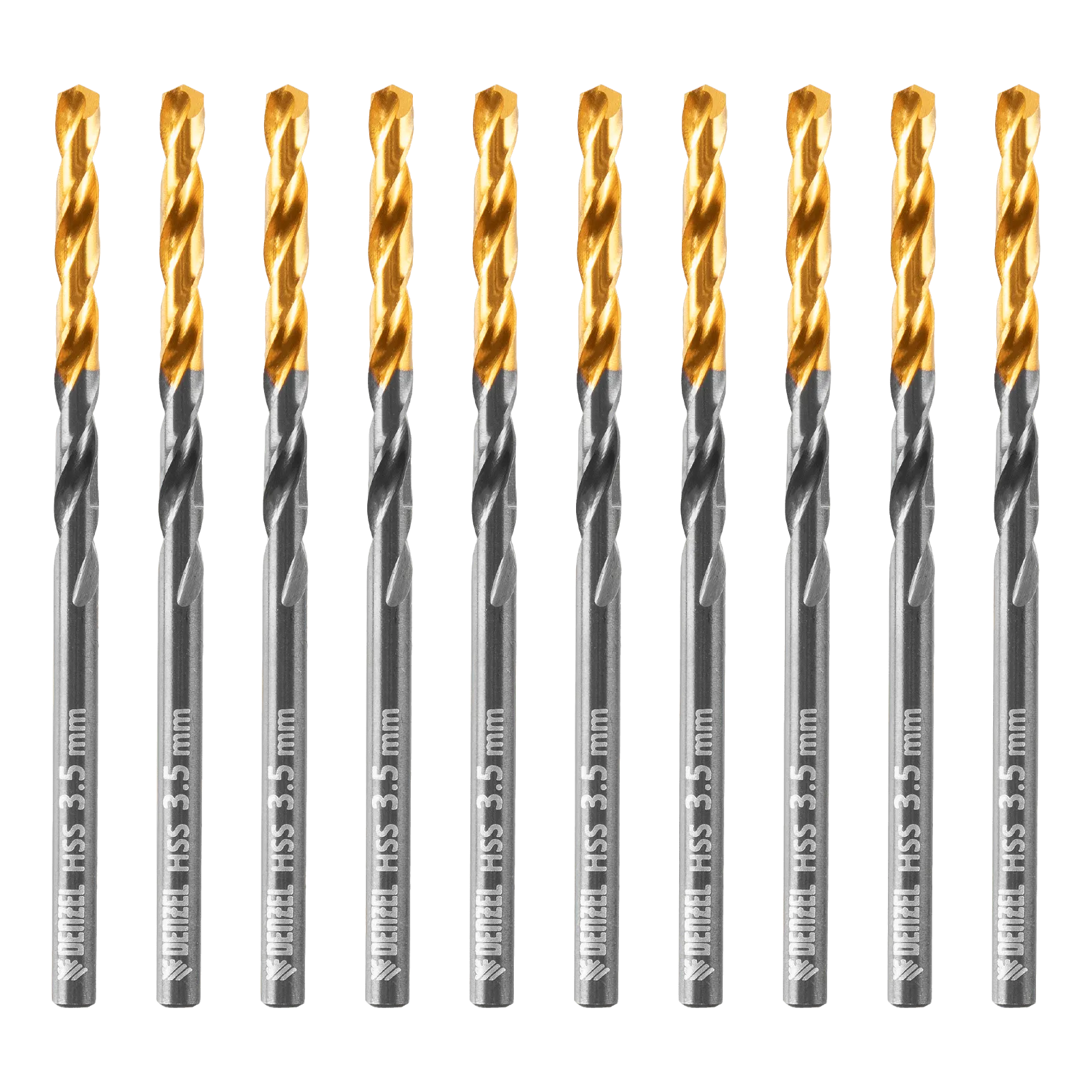 717207 Сверло по металлу DENZEL 3,5 мм, HSS-Tin, Golden Tip, 10 шт. DENZEL