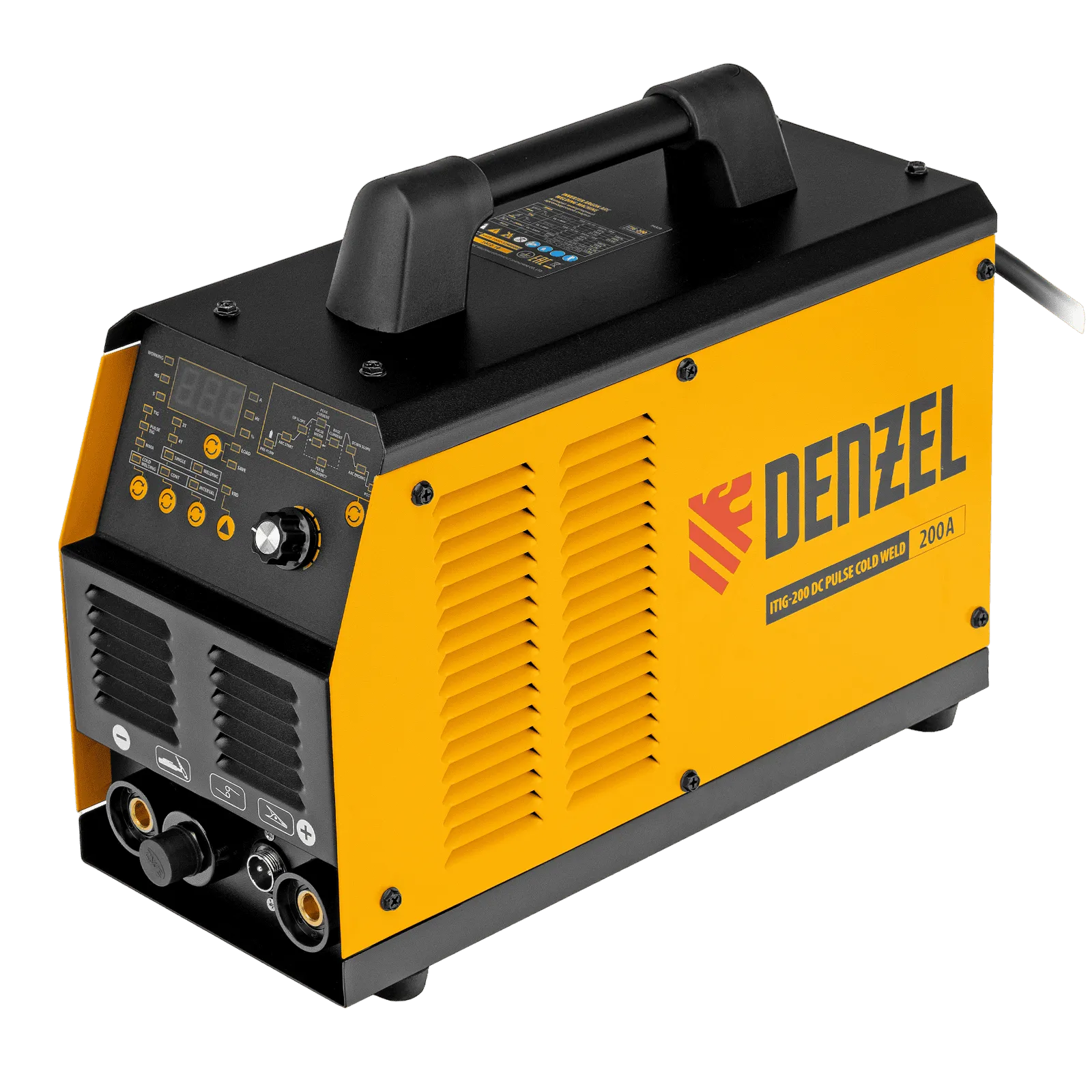 94329 Аппарат инвертор. аргонодуговой сварки DENZEL ITIG-200 DС Pulse Cold Weld, 200 А, ПВ 60% DENZEL