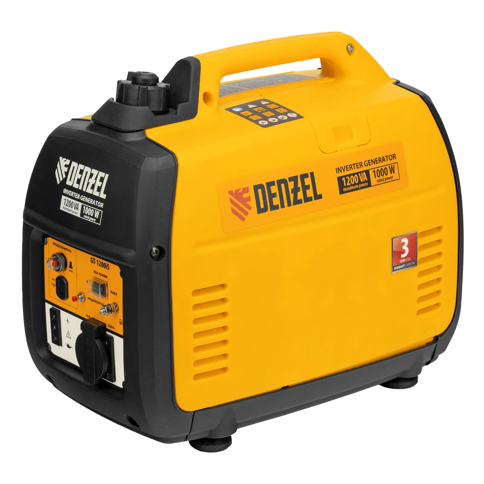 94701 Инверторный генератор DENZEL GT-1200iS, 1.2 кВт, 230 В, бак 2.4 л, ручной старт DENZEL