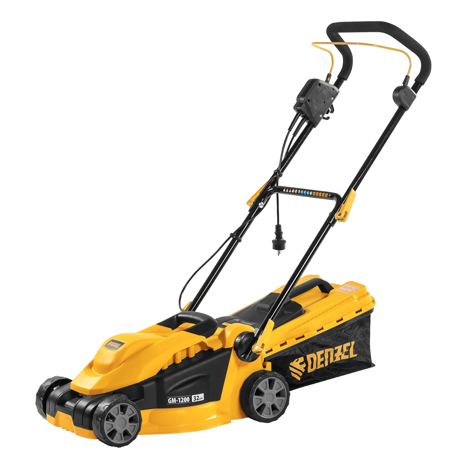 96615 Газонокосилка электрическая DENZEL GM-1200, 1200 Вт, ширина 32 см, 3 уровня, 25 л DENZEL