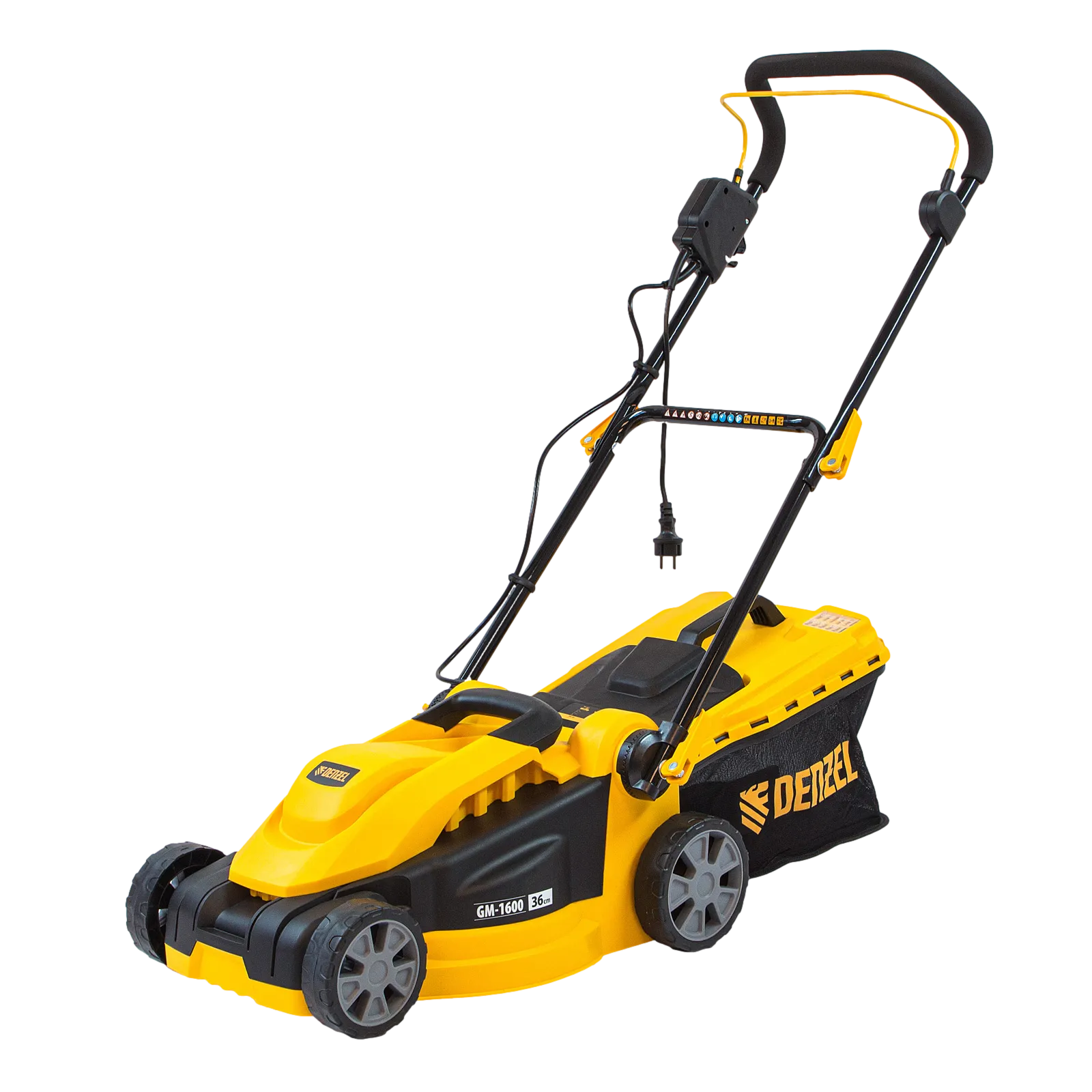 96616 Газонокосилка электрическая DENZEL GM-1600, 1600 Вт, ширина 36 см, 3 уровня, 35 л DENZEL
