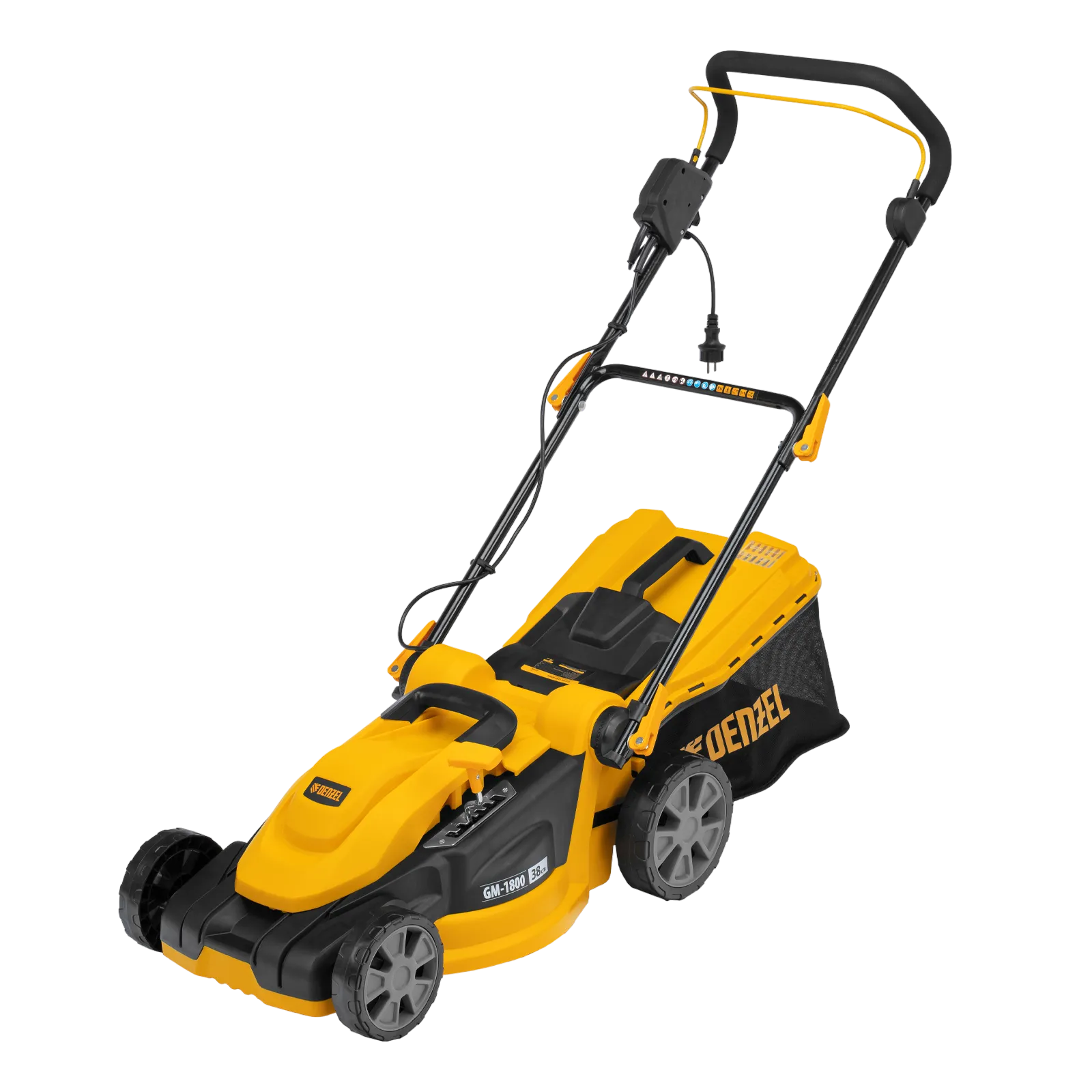 96617 Газонокосилка электрическая DENZEL GM-1800, 1800 Вт, ширина 38 см, 6 уровней, 40 л DENZEL
